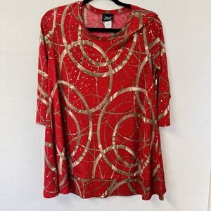 Jo‎ Star Brand. Dressy Red And Gold Top